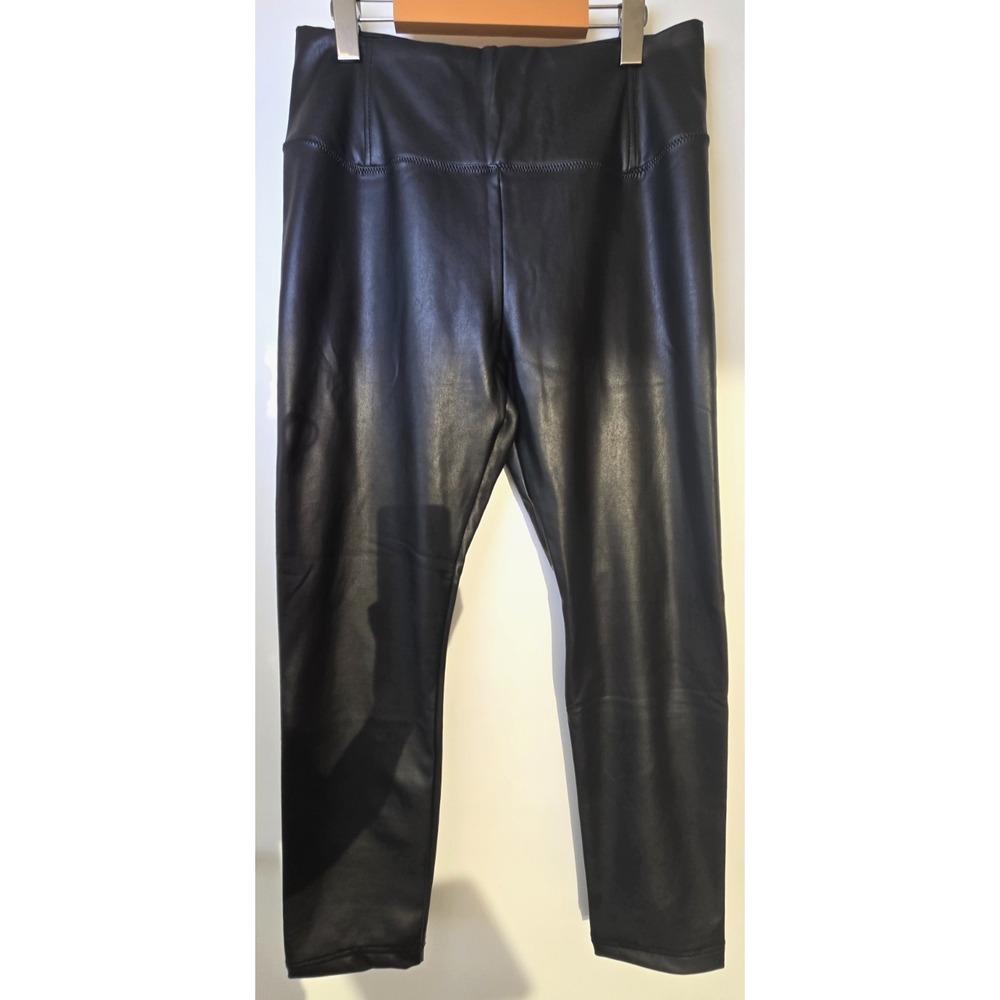7 for all mankind faux leather pants Black Sz L Straight Leg Pullover Luxury